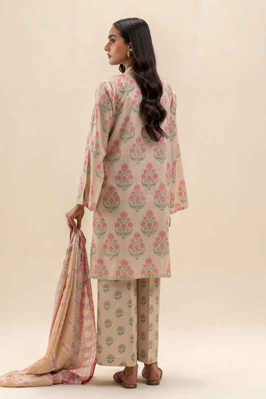 3 PIECE PRINTED LAWN SUIT-MEADOW MIST (UNSTITCHED)