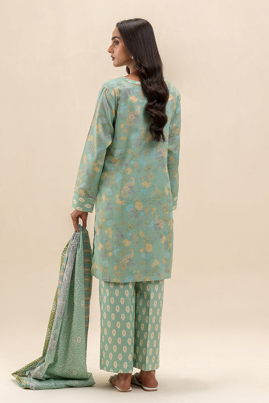 3 PIECE PRINTED LAWN SUIT-VERDANT GREEN (UNSTITCHED)