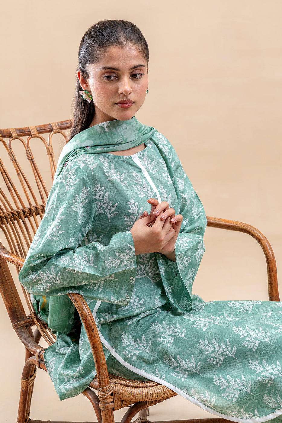 3 PIECE PRINTED LAWN SUIT-SAGE BLOOM (UNSTITCHED)