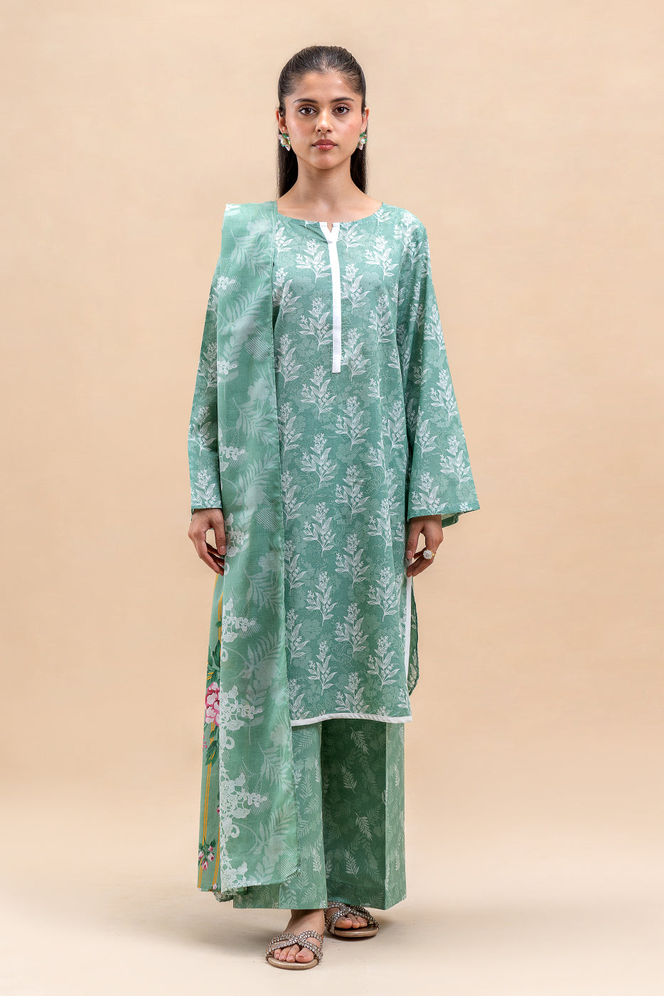 3 PIECE PRINTED LAWN SUIT-SAGE BLOOM (UNSTITCHED)