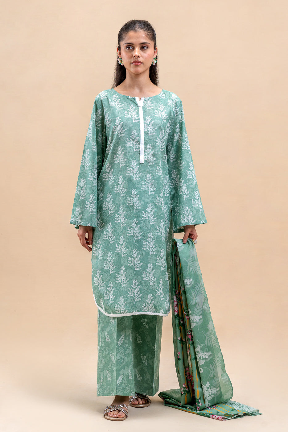 3 PIECE PRINTED LAWN SUIT-SAGE BLOOM (UNSTITCHED)