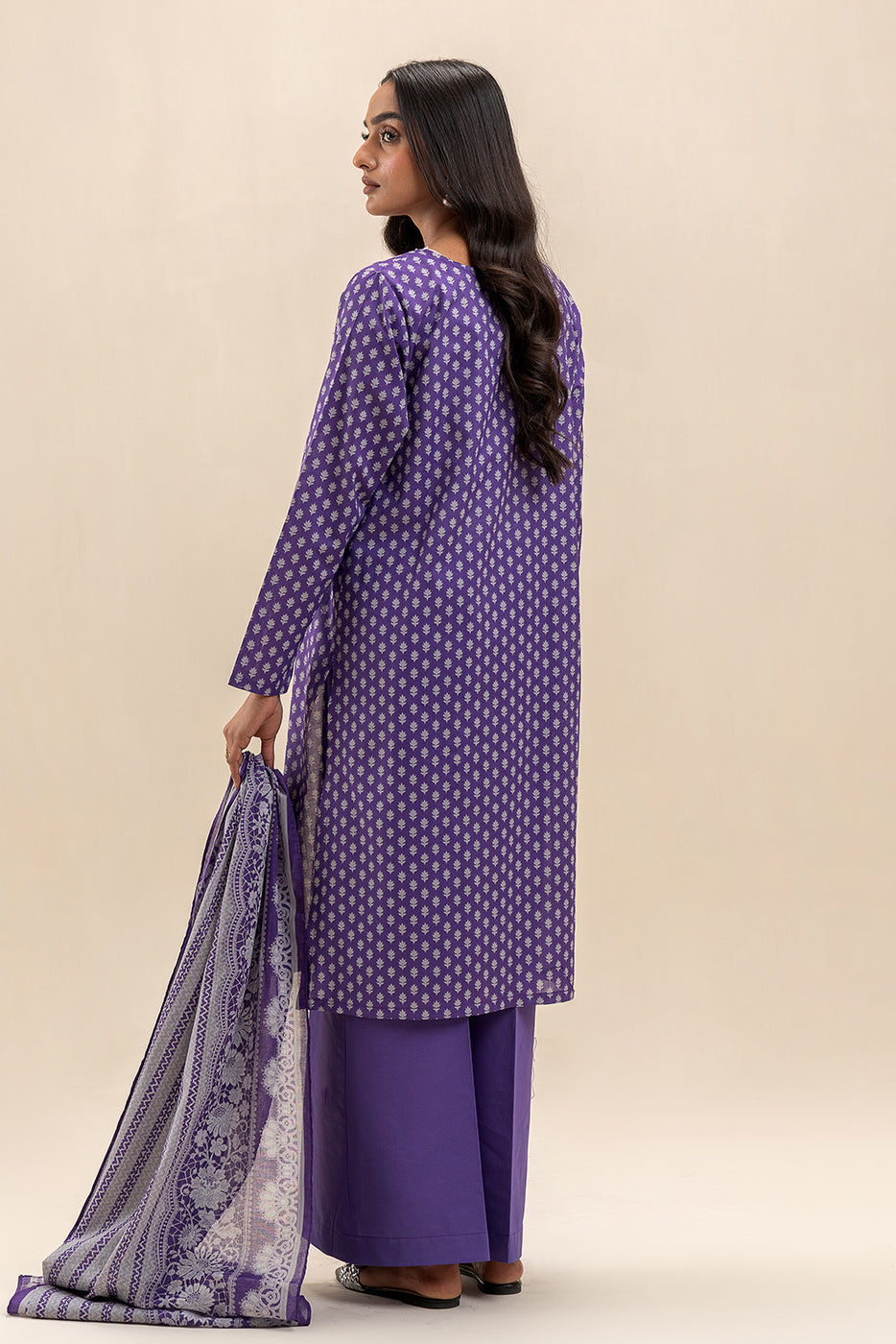 3 PIECE PRINTED LAWN SUIT-LILAC DUSK (UNSTITCHED)