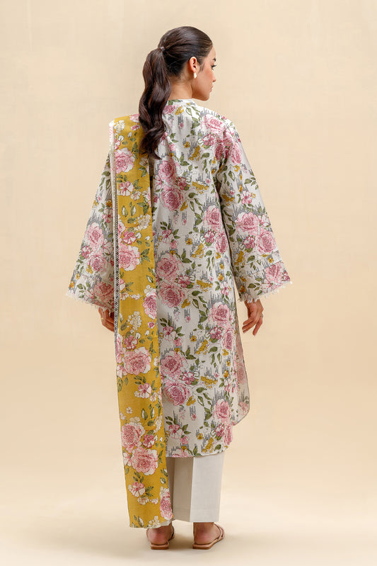 3 PIECE PRINTED LAWN SUIT-MAJESTIC BLOOM (UNSTITCHED)