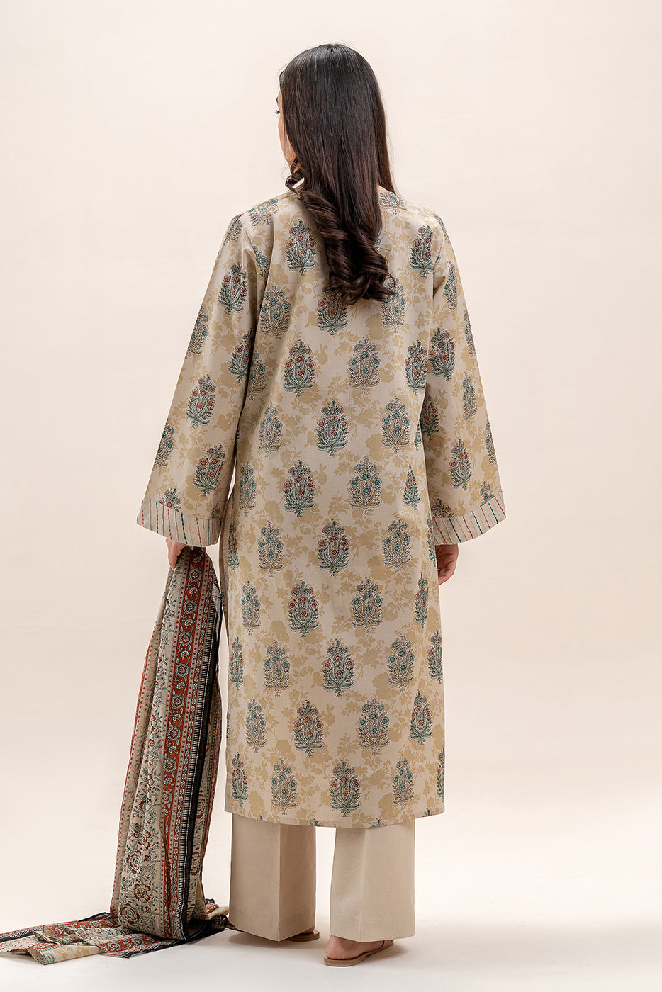 3 PIECE PRINTED LAWN SUIT-DUSKY GLAZE (UNSTITCHED)