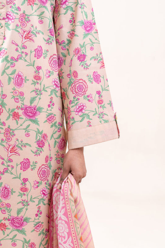 3 PIECE PRINTED LAWN SUIT-ROSACEA CREAM (UNSTITCHED)