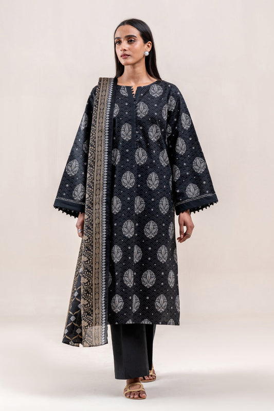 3 PIECE PRINTED LAWN SUIT-NOIR WHISPER (UNSTITCHED)