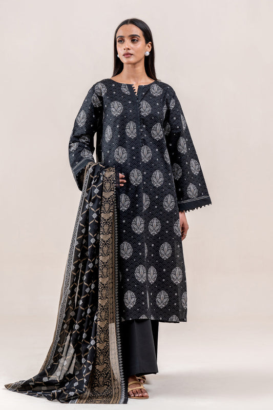 3 PIECE PRINTED LAWN SUIT-NOIR WHISPER (UNSTITCHED)