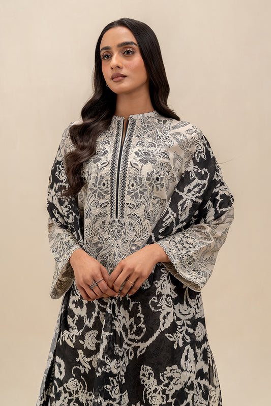 3 PIECE EMBROIDERED LAWN SUIT-MONOCHROME MAZE (UNSTITCHED)