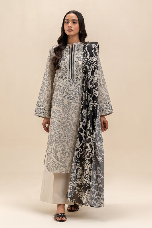 3 PIECE EMBROIDERED LAWN SUIT-MONOCHROME MAZE (UNSTITCHED)