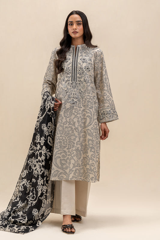 3 PIECE EMBROIDERED LAWN SUIT-MONOCHROME MAZE (UNSTITCHED)