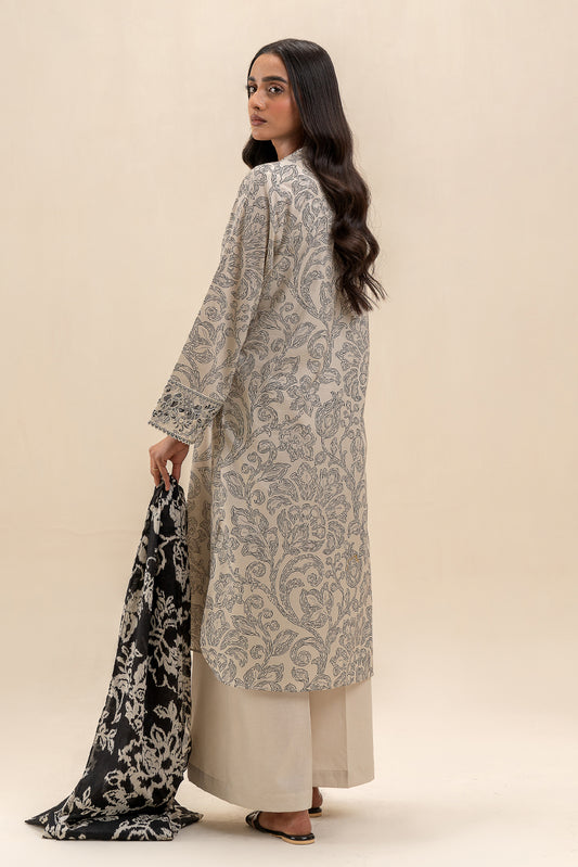 3 PIECE EMBROIDERED LAWN SUIT-MONOCHROME MAZE (UNSTITCHED)