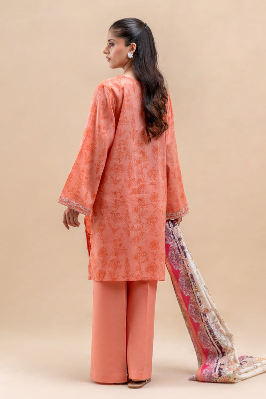 3 PIECE EMBROIDERED LAWN SUIT-CORAL DREAM (UNSTITCHED)