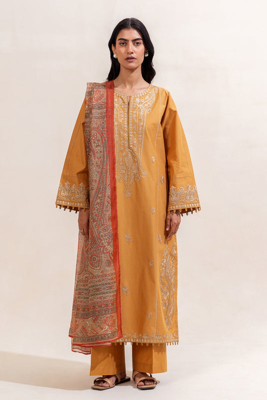 3 PIECE PRINTED LAWN SUIT-AMBER GLAM (UNSTITCHED)