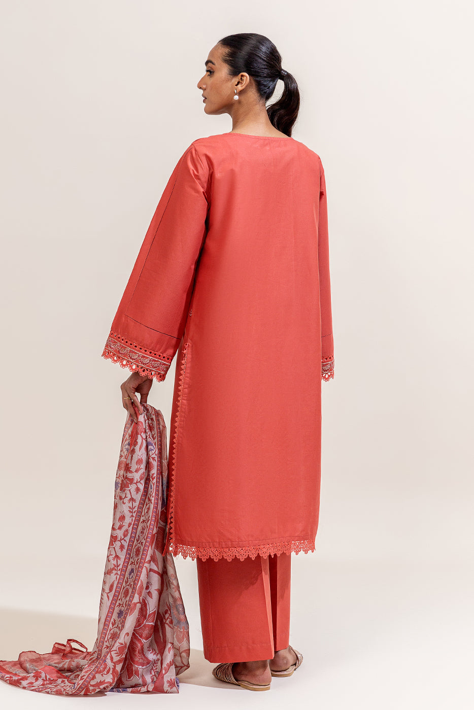 3 PIECE EMBROIDERED LAWN SUIT-CORAL MUSE (UNSTITCHED)