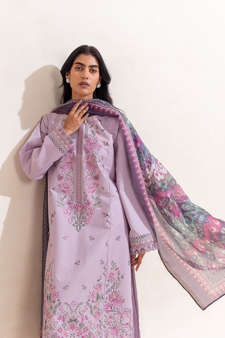 3 PIECE PRINTED LAWN SUIT-LAVENDER GLARE (UNSTITCHED)