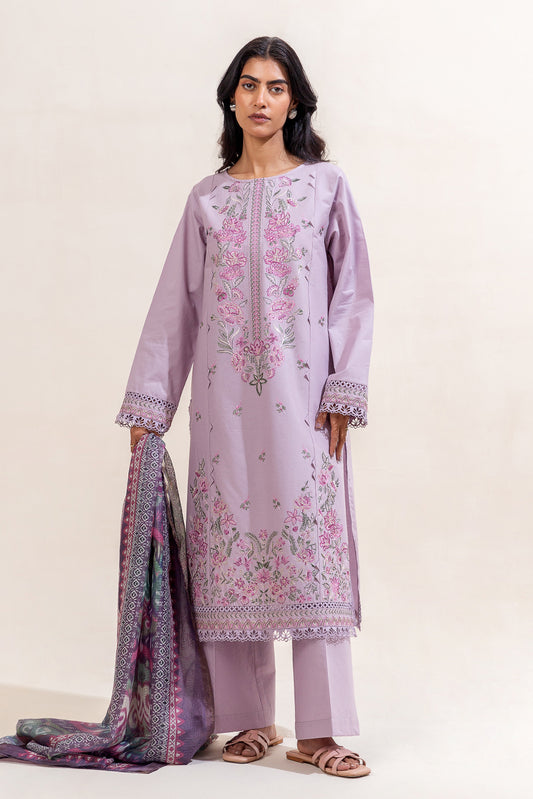 3 PIECE PRINTED LAWN SUIT-LAVENDER GLARE (UNSTITCHED)