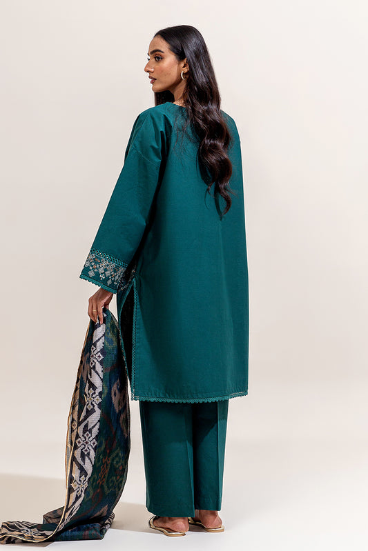 3 PIECE EMBROIDERED LAWN SUIT-TEAL VOYAGE (UNSTITCHED)