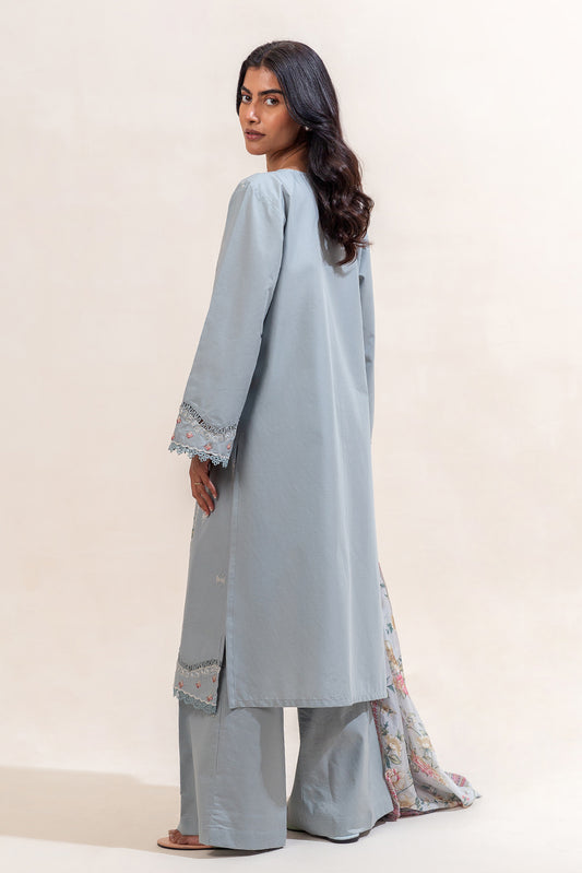 3 PIECE EMBROIDERED LAWN SUIT-MINT FROST (UNSTITCHED)