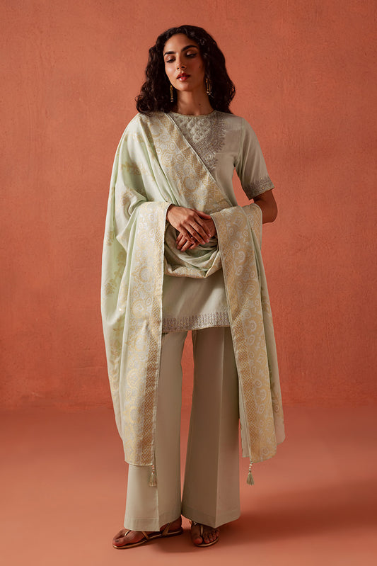 3 PIECE EMBROIDERED LUREX JACQUARAD  SUIT-SERENE GLAM (UNSTITCHED)