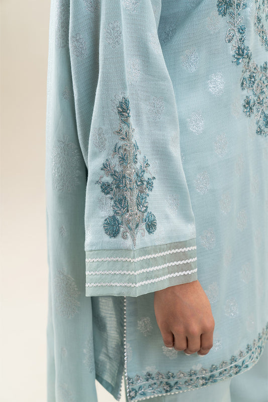 3 PIECE EMBROIDERED LUREX JACQUARAD  SUIT-CLOUD AURA (UNSTITCHED)