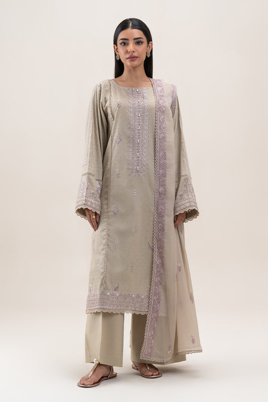 3 PIECE EMBROIDERED SELF JACQUARD SUIT-SERENE GLOW (UNSTITCHED)