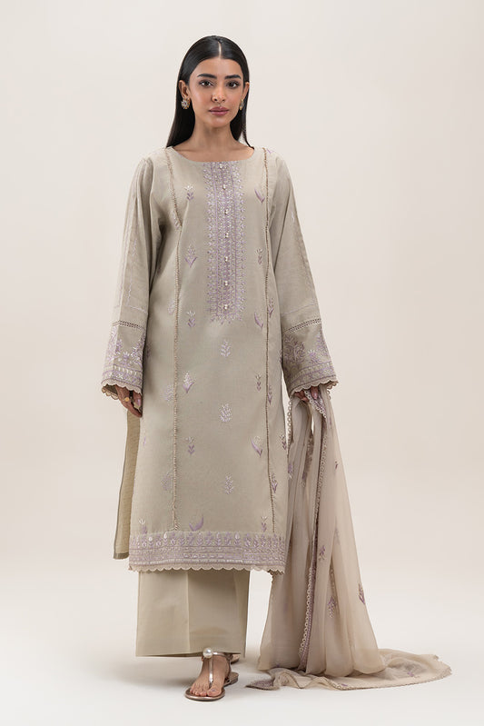 3 PIECE EMBROIDERED SELF JACQUARD SUIT-SERENE GLOW (UNSTITCHED)