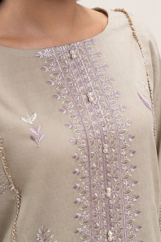 3 PIECE EMBROIDERED SELF JACQUARD SUIT-SERENE GLOW (UNSTITCHED)