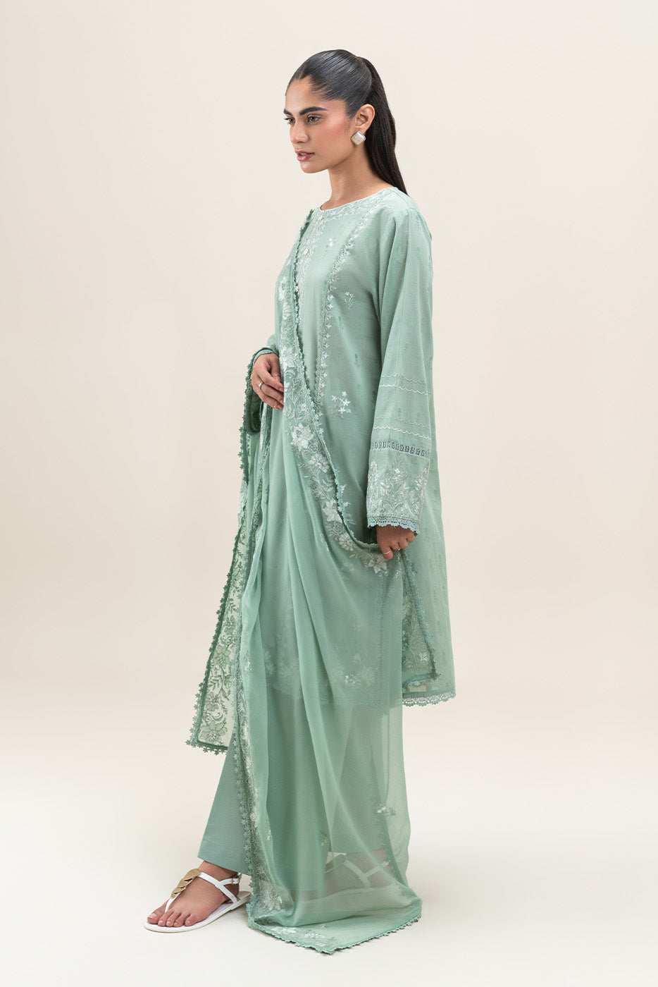 3 PIECE EMBROIDERED SELF JACQUARD SELF JACQUARD SUIT-PISTACHIO PASTEL (UNSTITCHED)