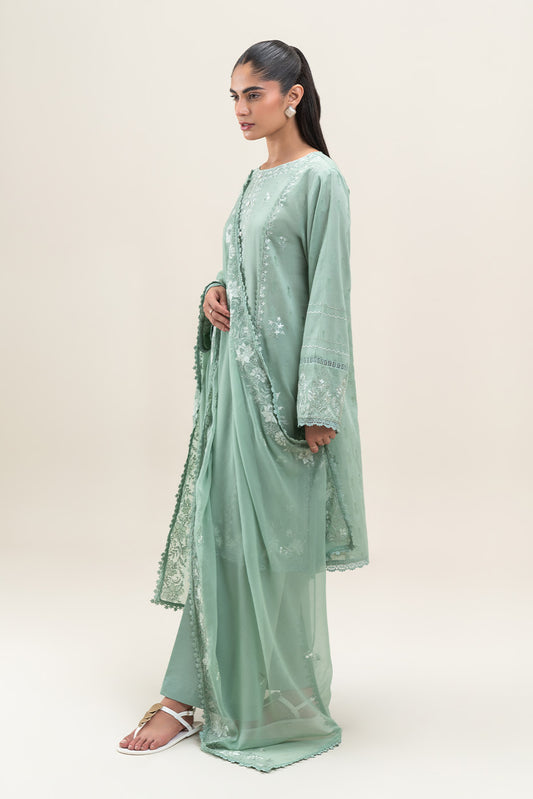 3 PIECE EMBROIDERED SELF JACQUARD SELF JACQUARD SUIT-PISTACHIO PASTEL (UNSTITCHED)