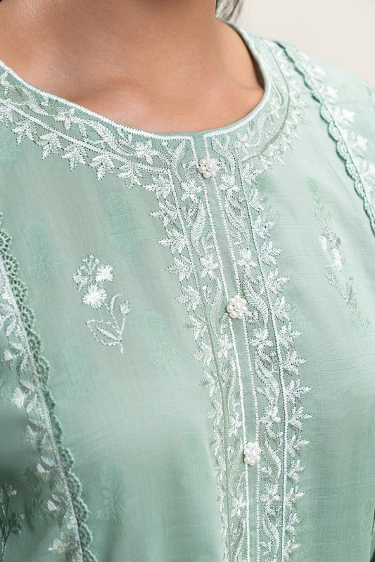 3 PIECE EMBROIDERED SELF JACQUARD SELF JACQUARD SUIT-PISTACHIO PASTEL (UNSTITCHED)
