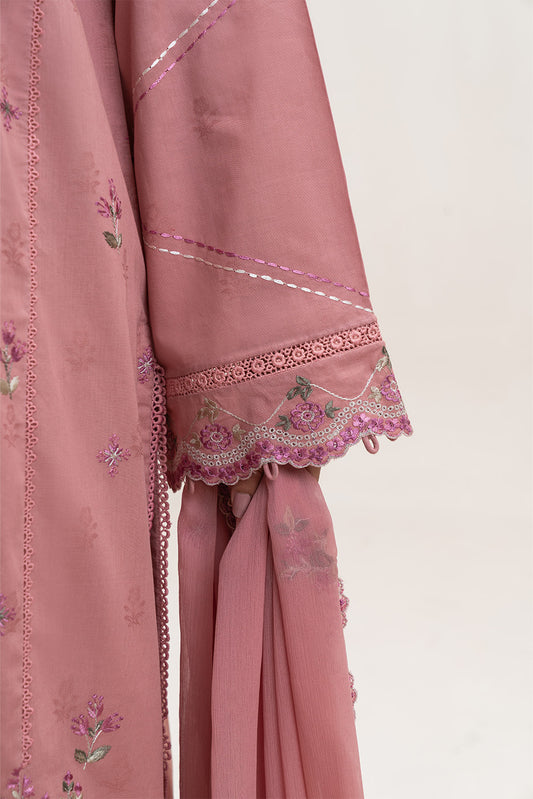 3 PIECE EMBROIDERED SELF JACQUARD SUIT-PETAL PEACH (UNSTITCHED)