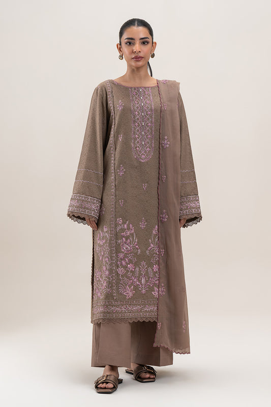 3 PIECE EMBROIDERED SELF JACQUARD SUIT-MOSS ESCAPE (UNSTITCHED)
