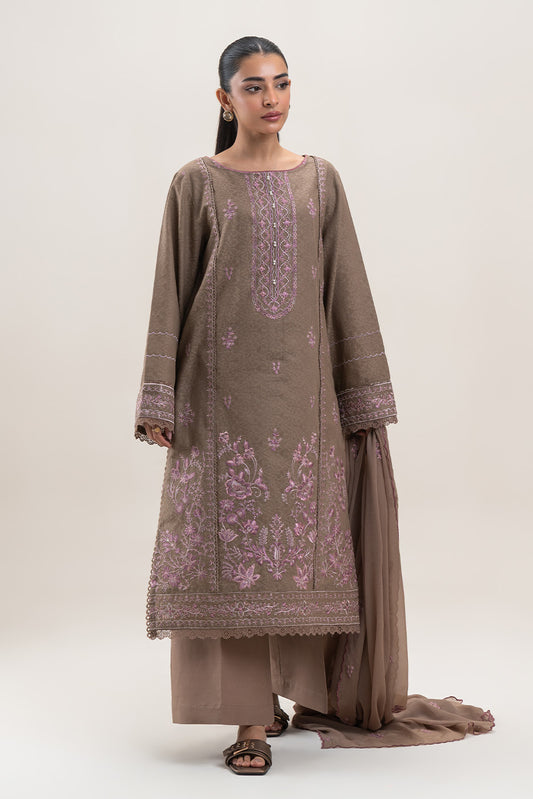 3 PIECE EMBROIDERED SELF JACQUARD SUIT-MOSS ESCAPE (UNSTITCHED)