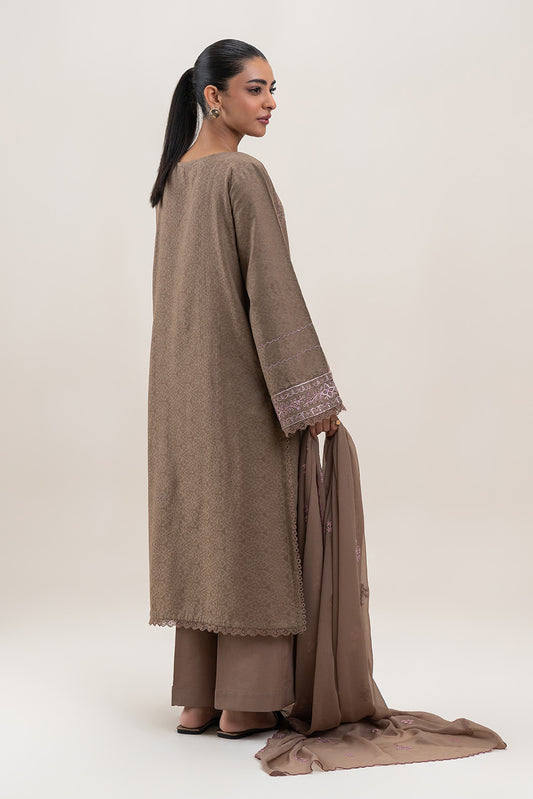 3 PIECE EMBROIDERED SELF JACQUARD SUIT-MOSS ESCAPE (UNSTITCHED)
