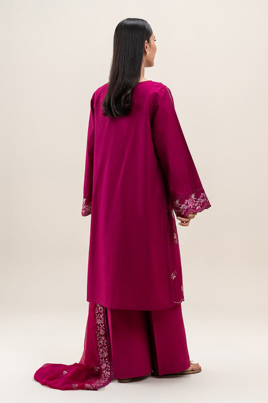 3 PIECE EMBROIDERED SELF JACQUARD SUIT-BERRY WEFT (UNSTITCHED)