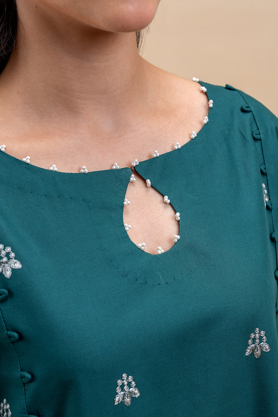 2 PIECE EMBROIDERED LAWN SUIT-OLIVE STALK (UNSTITCHED)