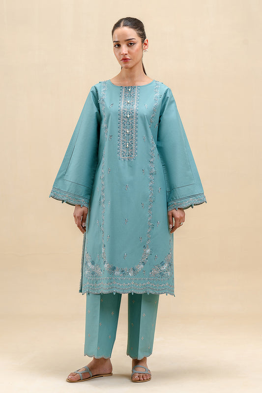 2 PIECE EMBROIDERED LAWN SUIT-TEAL BLUSH (UNSTITCHED)