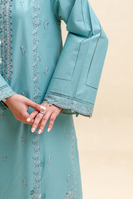 2 PIECE EMBROIDERED LAWN SUIT-TEAL BLUSH (UNSTITCHED)