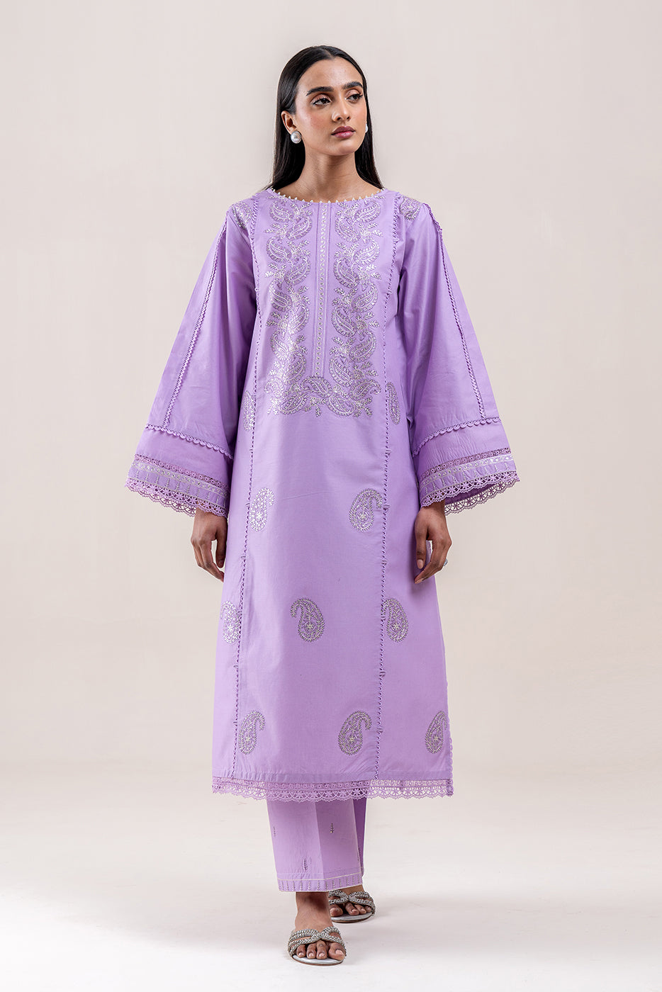 2 PIECE EMBROIDERED LAWN SUIT-PERIWINKLE DUST (UNSTITCHED)