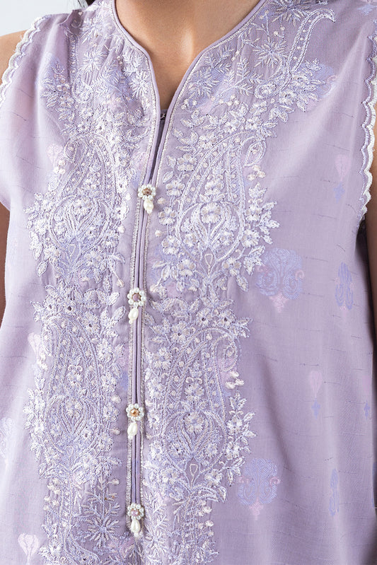 2 PIECE EMBROIDERED  JACQUARD SUIT-PAISLEY VEIL (UNSTITCHED)