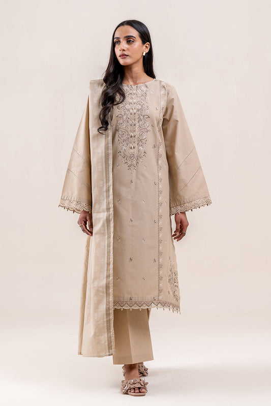 2 PIECE EMBROIDERED LAWN SUIT-ORNATE TAN (UNSTITCHED)