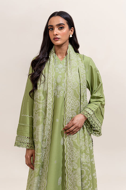 2 PIECE EMBROIDERED LAWN SUIT-KELLY GREEN (UNSTITCHED)