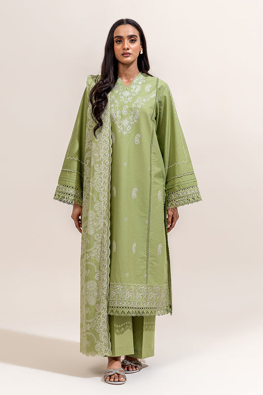 2 PIECE EMBROIDERED LAWN SUIT-KELLY GREEN (UNSTITCHED)