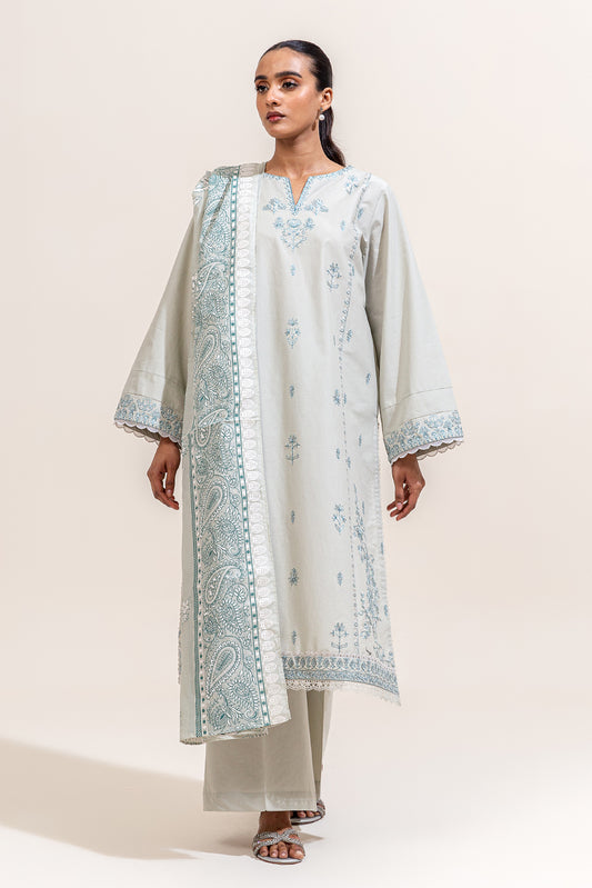 2 PIECE EMBROIDERED LAWN SUIT-FOSSIL GREY (UNSTITCHED)