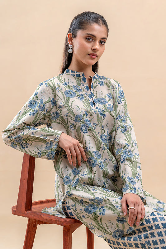 2 PIECE PRINTED LAWN SUIT-IVORY PEARL (UNSTITCHED)