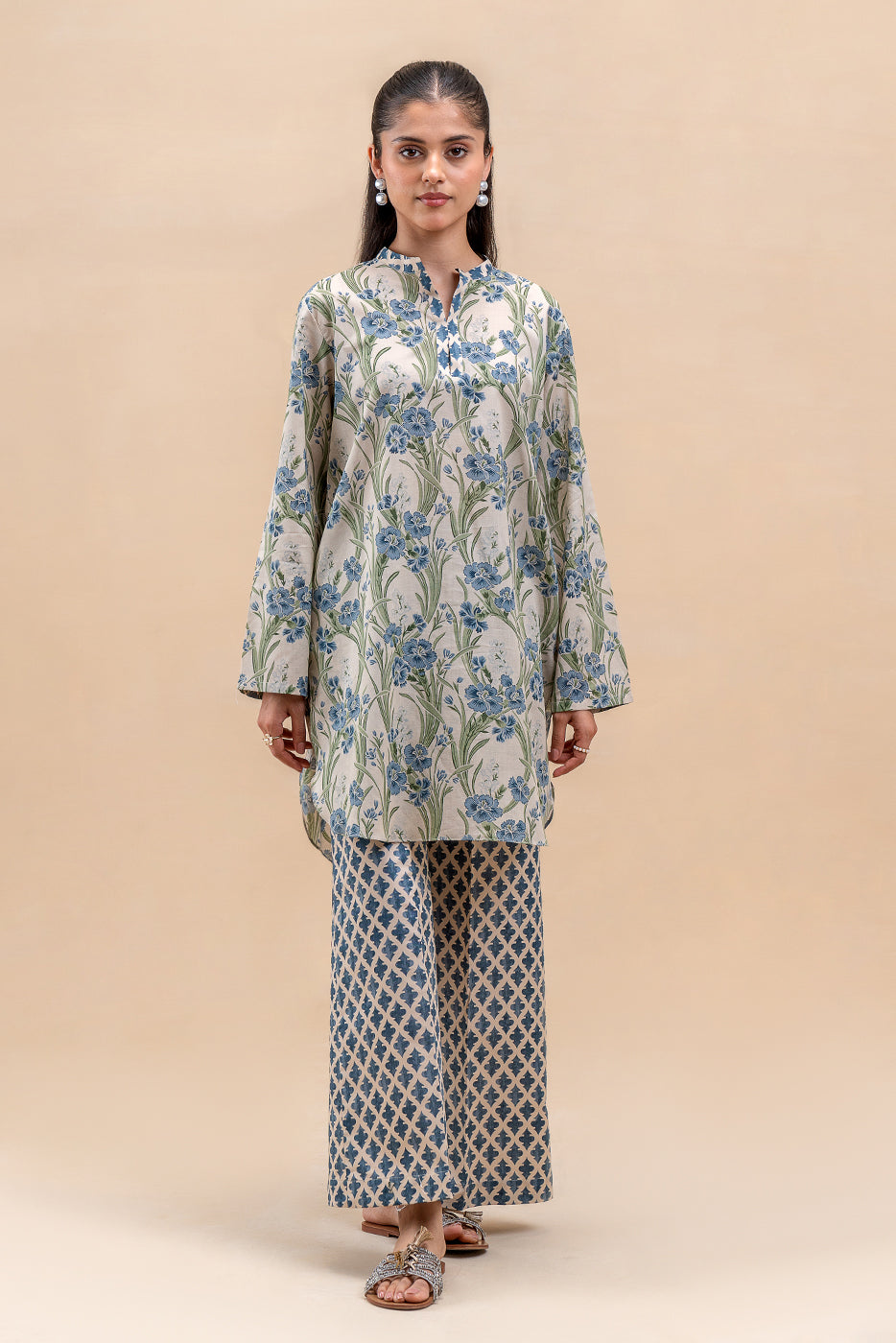 2 PIECE PRINTED LAWN SUIT-IVORY PEARL (UNSTITCHED)