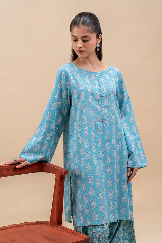 2 PIECE PRINTED LAWN SUIT-ETHNIC MIST (UNSTITCHED)