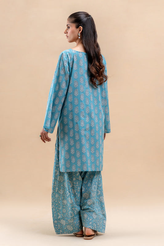 2 PIECE PRINTED LAWN SUIT-ETHNIC MIST (UNSTITCHED)