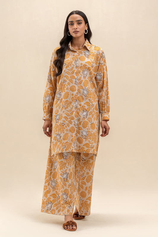 2 PIECE PRINTED LAWN SUIT-CANARY GARDEN (UNSTITCHED)