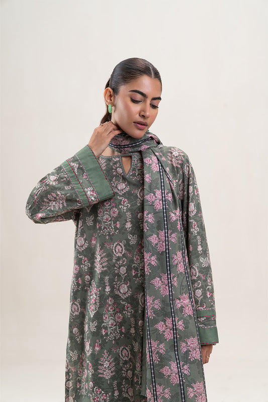 2 PIECE PRINTED LAWN SUIT-COTTAGE SAGE (UNSTITCHED)